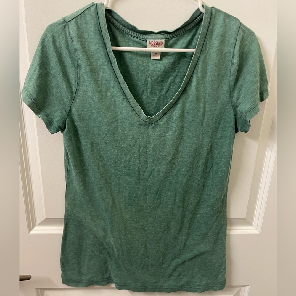 Mossimo Supply Co. Green V-neck T-shirt Size M
